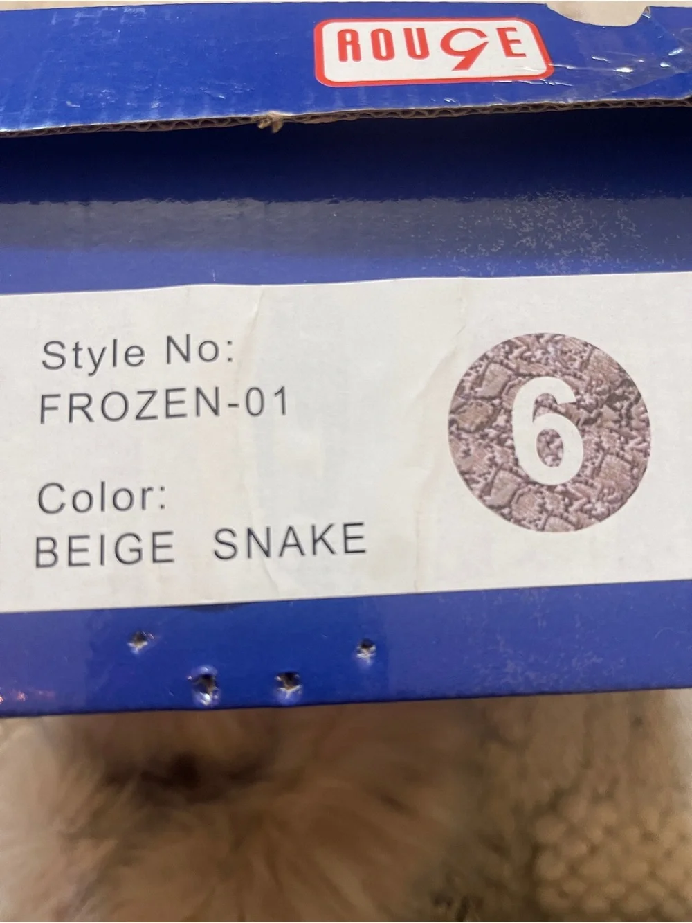 Snake Print Furry Boots by Rouge. Size S.